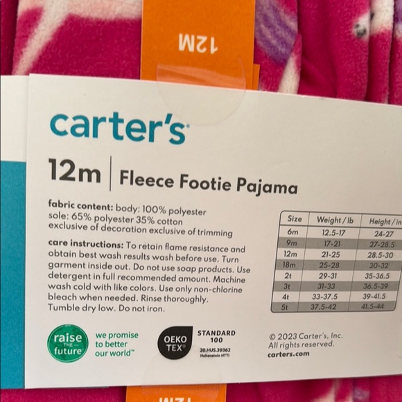 NWT Carter's Pink Fleece Footie Pajama - Picture 5 of 9